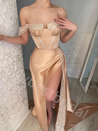 Sexy Sweetheart Off shoulder Side slit Mermaid Long Prom Dress,PDS1110