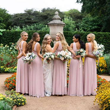 Sexy V-neck Sleeveless Side slit A-line Bridesmaid Dressess, BDS0332