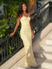 Sexy Yellow Spaghetti Straps Sleeveless Mermaid Long Prom Party Dress,PDS11808