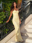 Sexy Yellow Spaghetti Straps Sleeveless Mermaid Long Prom Party Dress,PDS11808