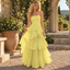 Soft Chiffon Strapless Tiered Ruffle Pleated Long Prom Dress,PDS118664