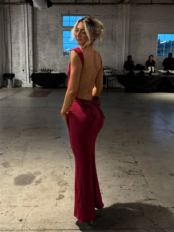 Sexy Open Back Jewel Sleeveless Mermaid Long Prom Party Dress,PDS11765