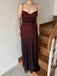 Black and Red V-neck Sleeveless Sheath Floor Length Prom Dress,PDS11596