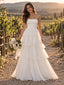 Whimsical Strapless Ruched Tiered Ruffled Chiffon A-Line Wedding Dress,WD0423