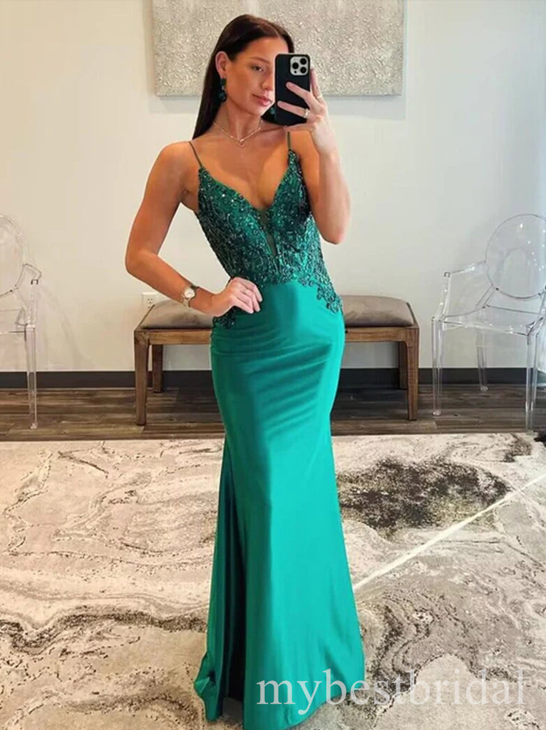 Sexy V-neckt Sleeveless Mermaid Floor Length Prom Dress,PDS11650