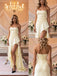 Yellow Satin Ruffles Side Slit Sleeveless High-low Long Prom Party Dress,PDS118482