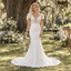 Radiant V-Neck Puff Short Sleeve Lace Bodice Satin Mermaid Wedding Dress,WD0424