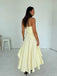 Simple Yellow High Low Sleeveless Side Slit A-Line Long Prom Party Dress,PDS11812