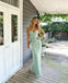 Sage Green Glitter Sequin Spaghetti Strap V Neck Mermaid Evening Dress,PDS118564