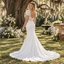 Radiant V-Neck Puff Short Sleeve Lace Bodice Satin Mermaid Wedding Dress,WD0424