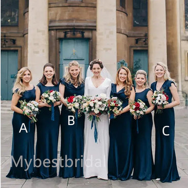 Mismatched Elegant Jewel Sleeveless Sheath Bridesmaid Dressess, BDS0325