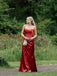 Elegant Rust Strapless Sleeveless Satin Mermaid Long Prom Party Dress,PDS11810