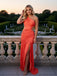 Fashion One Shoulder Satin Ruffles Side Slit Mermaid Sleeveless Long Prom Party Dress,PDS118483