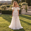 Romantic Off Shoulder Lace Corset Tiered Tulle Wedding Gown With Bow Detail, WD0398
