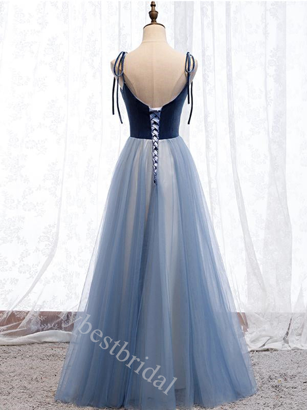 Elegant Spaghetti Straps Sleeveless A-line Long Prom Dress,PDS11555