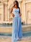 Blue Sweetheart Sleeveless Ruffles Sheath Long Prom Dress,PDS11705