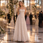 Elegant Spaghetti Strap Floral Lace A-Line Long Wedding Guest Dress,PDS118639