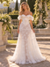 Romantic Off Shoulder Lace Corset Tiered Tulle Wedding Gown With Bow Detail, WD0398