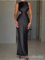 Black Strapless Sleeveless Open Back Sheath Floor Length Prom Dress,PDS11627