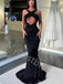 Black Sexy Sleeveless Strapless Mermaid Long Prom Dress,PDS1085