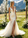 Sexy Deep V-Neck Sleeveles Side Slit Satin Mermaid Floor Length Wedding Dresses, WD0362