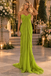 Lime Green Flowy Chiffon Spaghetti Strap Ruched Long Evening Dress,PDS118566