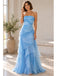 Airy Chiffon Strapless Cascading Ruffle Long Evening Dress,PDS118667
