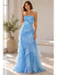 Airy Chiffon Strapless Cascading Ruffle Long Evening Dress,PDS118667