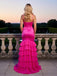 Stunning Sweetheart Satin Ruffles Side Slit Mermaid Sleeveless Long Prom Party Dress,PDS118484