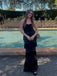 Elegant Black Sweetheart  Sleeveless Tassel Mermid Long Prom Party Dress,PDS11800