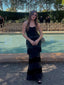 Elegant Black Sweetheart  Sleeveless Tassel Mermid Long Prom Party Dress,PDS11800