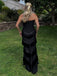 Elegant Black Sweetheart  Sleeveless Tassel Mermid Long Prom Party Dress,PDS11800