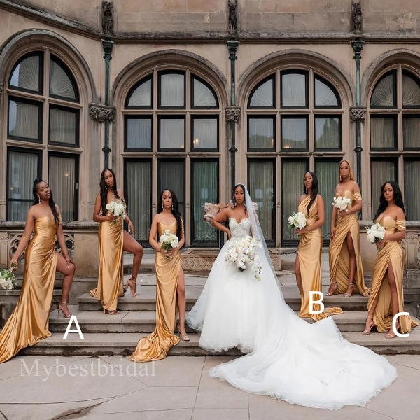 Mismatched Sexy Sweetheart Side slit Mermaid Bridesmaid Dressess, BDS0340