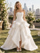 Glamorous Strapless Ruched Satin Wedding Dress with Oversized Bow,WD0427