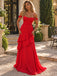 Luxury Chiffon Off Shoulder Spaghetti Strap Ruffled A-Line Long Prom Dress,PDS118668