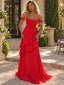 Luxury Chiffon Off Shoulder Spaghetti Strap Ruffled A-Line Long Prom Dress,PDS118668