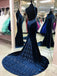 Sexy V-neck Sleeveless Spaghetti Straps Mermaid Long Prom Dress,PDS11513