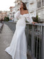 Elegant Off Shoulder Mermaid Simple Floor Length Wedding Dresses, WDY0355