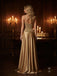 Elegant Sheer Beaded Bodice Satin Wrap High Slit Formal Evening Gown,PDS118728
