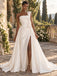 Elegant One Shoulder Draped Side Slit Satin Bridal Gown with 3D Floral,WD0428