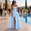 Elegant Satin Strapless Bow High Low Slit Long Evening Party Dress,PDS118669