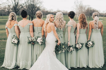 Mismatched Elegant Off shoulder Sleeveless A-line Bridesmaid  Dressess, BDS0358