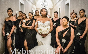 Mismatched Elegant Sleeveless Side slit Sheath Bridesmaid Dressess, BDS0317