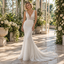 Sparkling Deep V Neck Sleeveless Beaded Lace Mermaid Wedding Dress,WD0429
