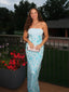 Sparkly Blue Strapless Sequin Appliques Mermid Long Prom Party Dress,PDS11801