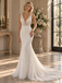 Sparkling Deep V Neck Sleeveless Beaded Lace Mermaid Wedding Dress,WD0429