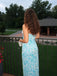 Sparklt Blue Strapless Sequin Appliques Mermid Long Prom Party Dress,PDS11801
