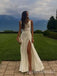 Ivory Jewel Sleeveless Side Slit Mermaid  Floor Length Prom Dress,PDS11655