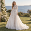 Romantic High Neck Long Sleeve 3D Floral Appliques Tulle A Line Wedding Gown,WD0430