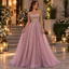 Sparkly Tulle Spaghetti Strap Beaded A-Line Long Prom Gown,PDS118671